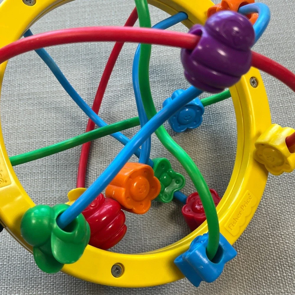 Vintage 1995 Fisher-Price Bead Maze Circular Activity Toy Sensory Primary Colors